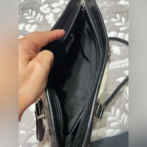 DAMARE, WOMEN'S SHOULDER BAG, Genuine cowhide leather, black white - Picture 14 of 17